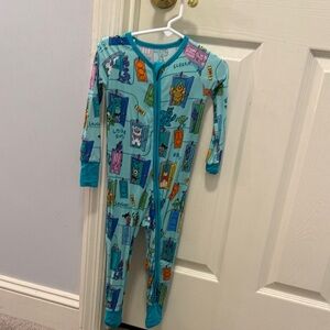 Little Sleepies Teal Monster Door Print Footie